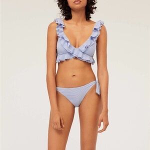 OYSHO blue and white stripped bikini top (NEW with tag)